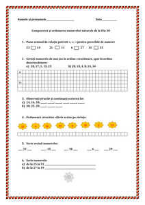 Compararea și ordonarea numerelor naturale de la 0 la 30 Compararea și ordonarea numerelor naturale de la 0 la 30