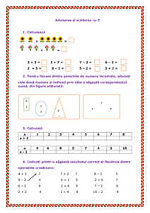 Adunarea și scăderea cu 2. Fișă de lucru clasa 1 MEM Adunarea și scăderea cu 2. Fișă de lucru clasa 1 MEM
