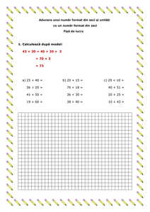 Adunare unui numar format din zeci si unitati cu un numar format din zeci fisa de lucru clasa a II a Adunare unui numar format din zeci si unitati cu un numar format din zeci fisa de lucru clasa a II a
