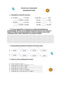 Fișa nr. 1 Recapitulare finală Formarea, citirea, scrierea nr. naturale 1 Fișa nr. 1 Recapitulare finală Formarea, citirea, scrierea nr. naturale 1